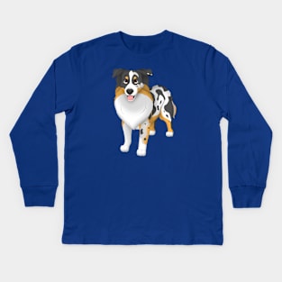 Miniature American Shepherd Dog Brown Eyes Kids Long Sleeve T-Shirt